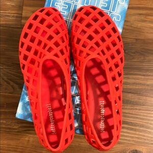 Jeffrey Campbell Vibrant Red Mesh Flats